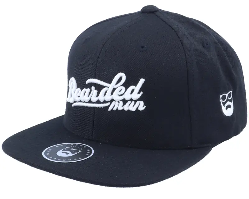Bearded Man Retro Script 3d Logo Black Snapback online