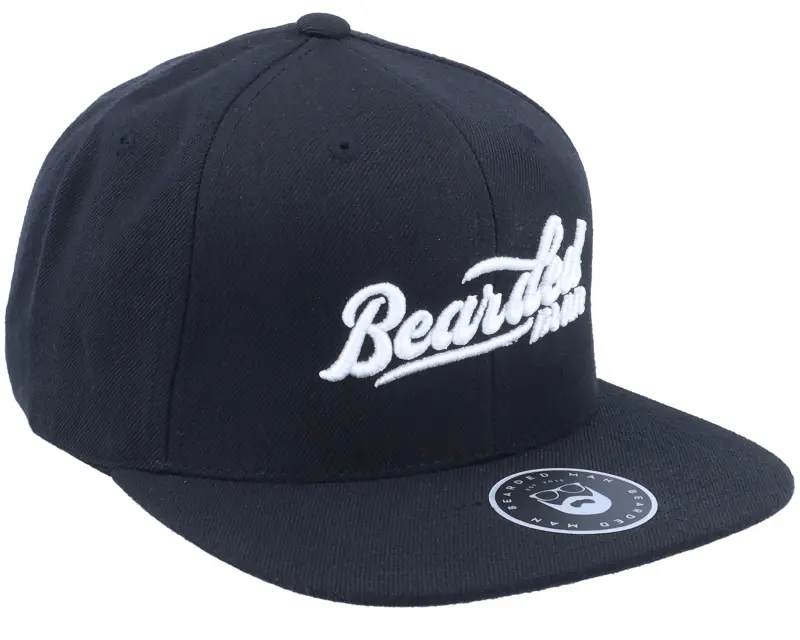 Bearded Man Retro Script 3d Logo Black Snapback online