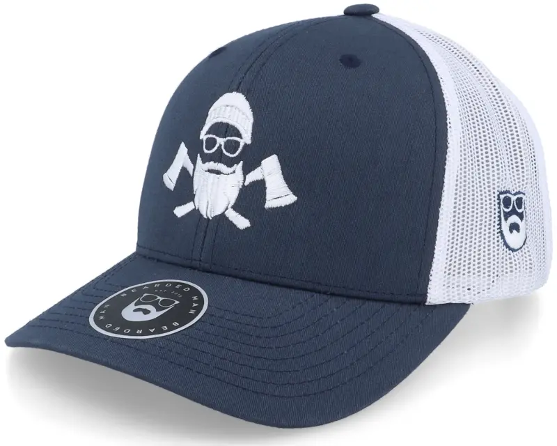 Bearded Man Wild Life Axe Logo 2-tone Navy/White Trucker online