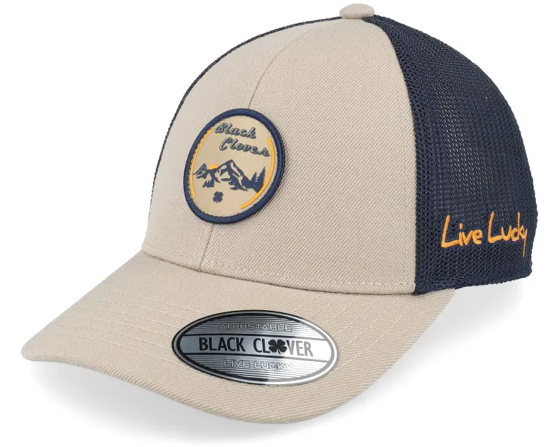 Black Clover Cottonwood Khaki/Navy Mesh W Patch Trucker online
