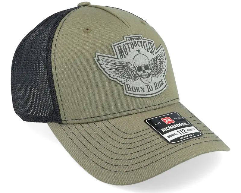 Born To Ride Custom Motorcycles Grey Patch Loden/Black Trucker online