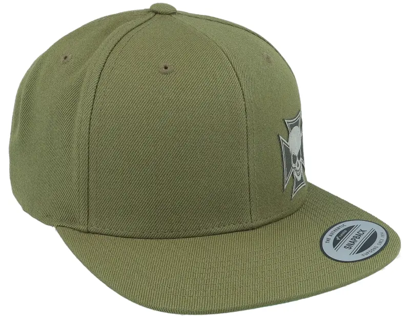 Born To Ride Maltese Cross Skull Grey Patch Buck Snapback online