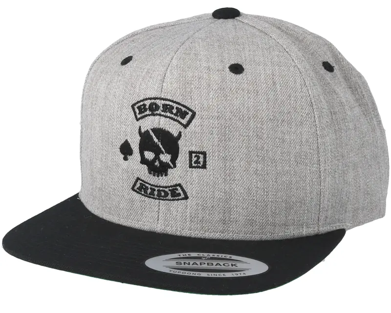 Born To Ride MC Skull Patch Grey/Black Snapback online