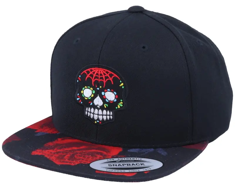 Calaveras Dark Colors Skull Rose Red Snapback online