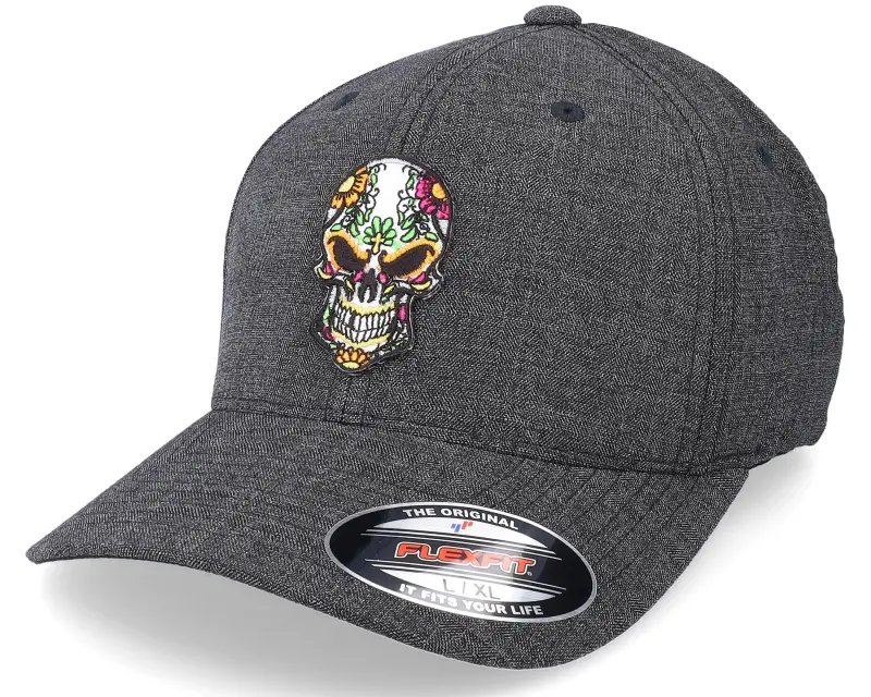 Calaveras Evil Skull Patch Melange Grey Flexfit online