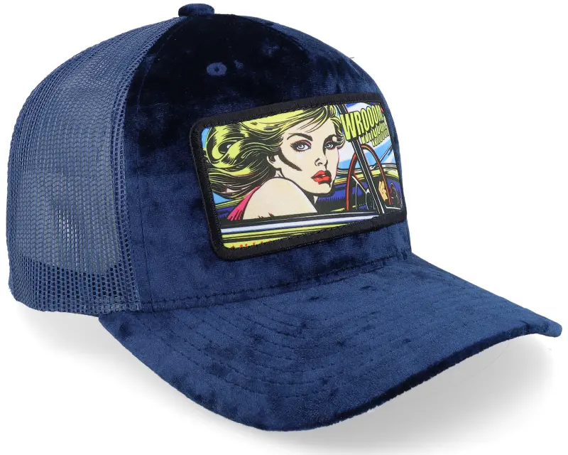 Calza Pennello Girl Driving Pop Art Velvet Navy A-Frame Trucker online
