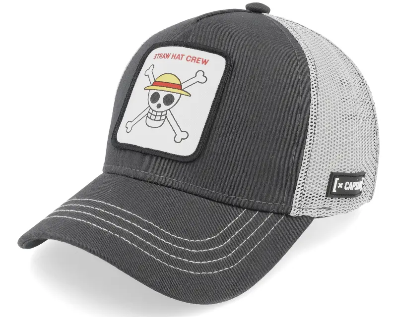 Capslab One Piece Straw Hat Crew Charcoal/Grey Trucker online