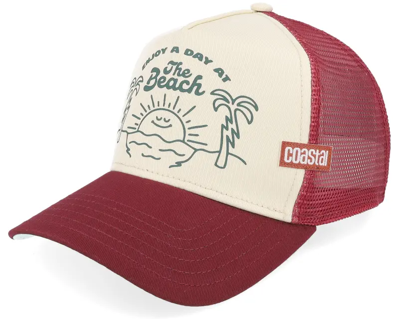 Coastal Beach Day Offwhite/Burgundy A-Frame Trucker online