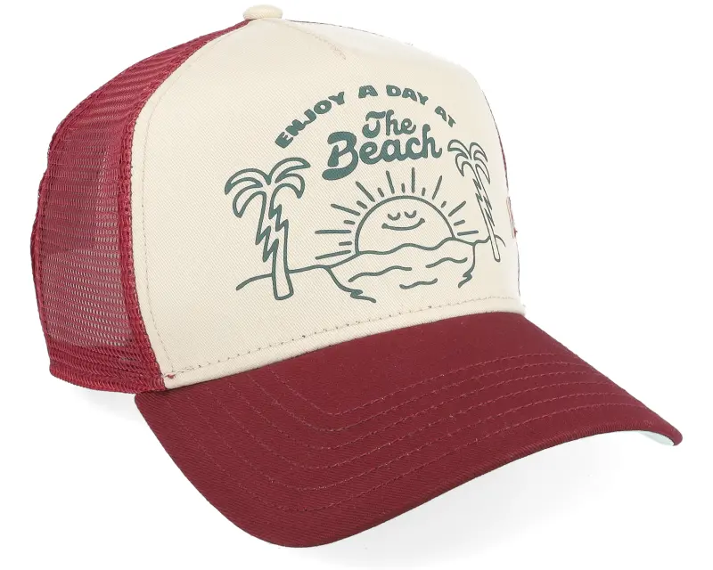 Coastal Beach Day Offwhite/Burgundy A-Frame Trucker online