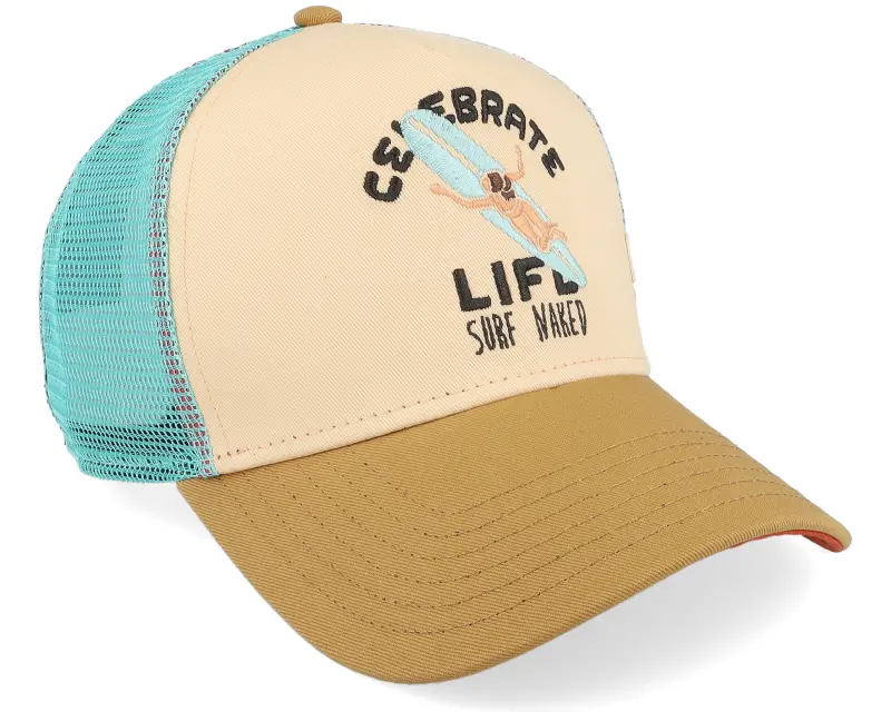 Coastal Celebrate Naked Tuqouise/Sand/Brown A-Frame Trucker online