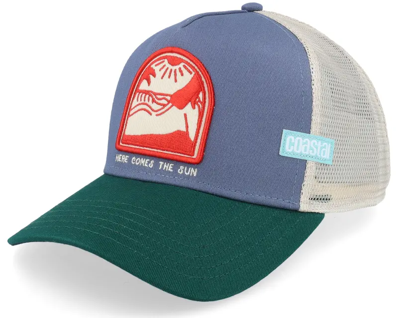 Coastal Hft Comes The Sun Beige/Bluegrey/Green A-Frame Trucker online