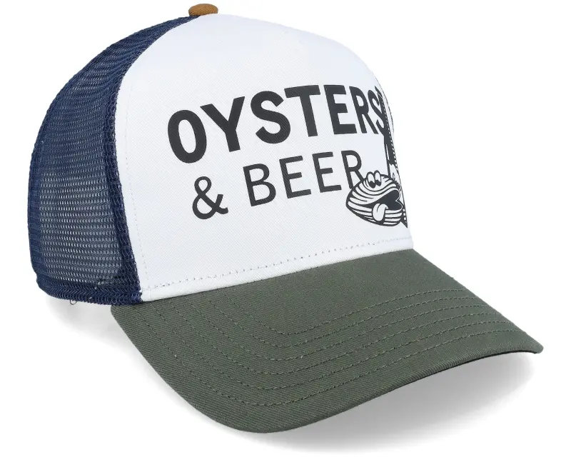 Coastal Oysters & Beer White/Olive/Navy Coastal Trucker online