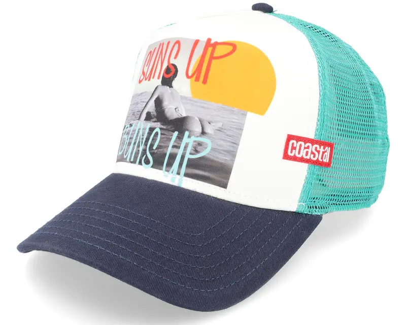 Coastal Sun’s Up White/Navy/Turquoise Trucker online