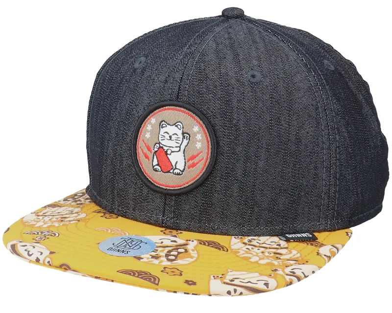 Djinns 6 Panel Luckycat Linen Rev. Black Snapback online