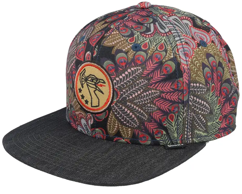 Djinns 6 Panel Peacock Linen Black Snapback online