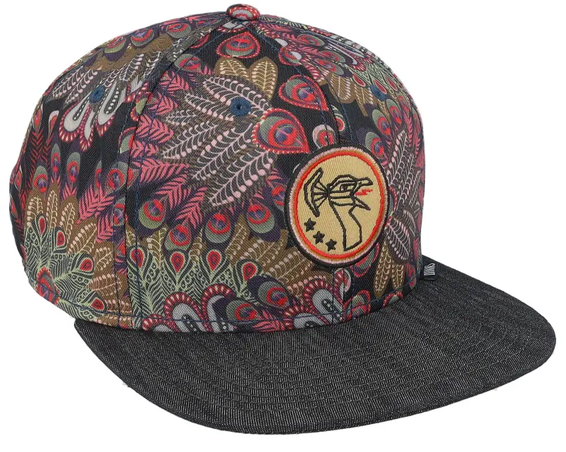 Djinns 6 Panel Peacock Linen Black Snapback online