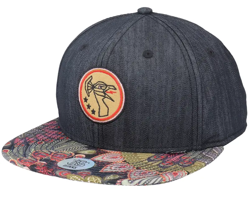 Djinns 6 Panel Peacock Linen Rev. Black Snapback online