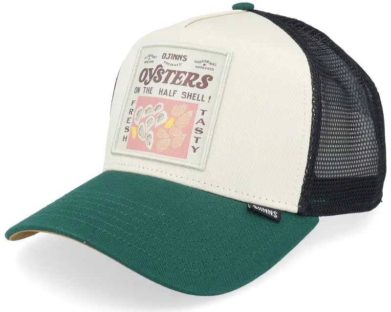 Djinns Food Oysters Off White/Dark Green A-Frame Trucker online