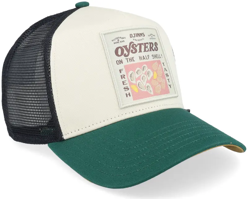 Djinns Food Oysters Off White/Dark Green A-Frame Trucker online