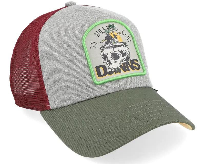 Djinns Hft Cap Dnc Scull Heather Grey/Olive/Burgundy A-Frame Trucker online