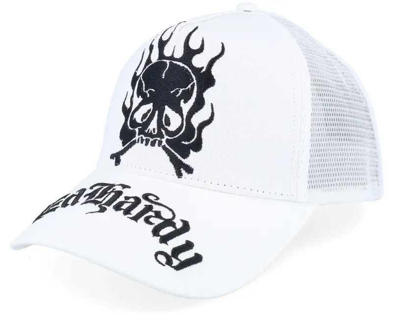 Ed Hardy Gothic Skull In Flames White/White A-Frame Trucker online