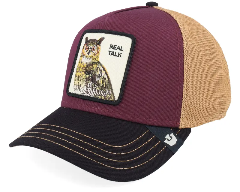 Goorin Tricolor Owl Tri Tone Multi Color Maroon/Toffee/Black A-Frame Trucker online
