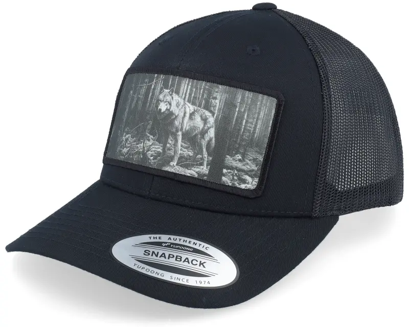 Hunter Big Wolf Wide Patch Retro Black Trucker online