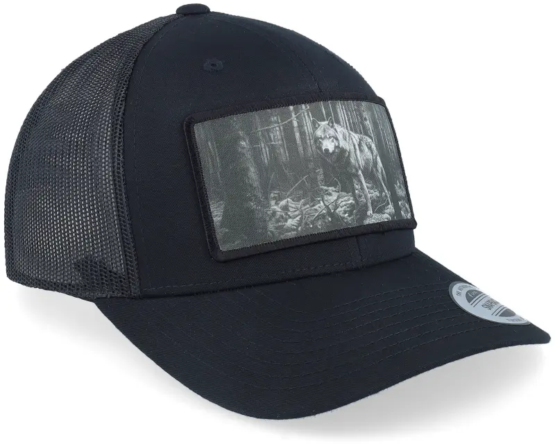 Hunter Big Wolf Wide Patch Retro Black Trucker online