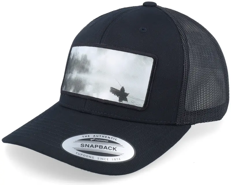 Hunter Fishing Boat Wide Patch Retro Black Trucker online
