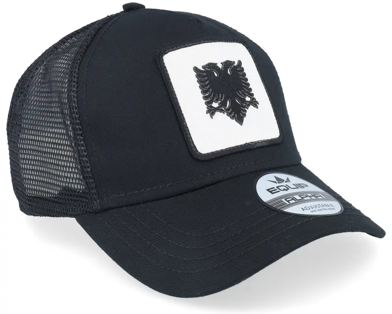 Iconic Albanian Eagle Patch Black A-frame Trucker online