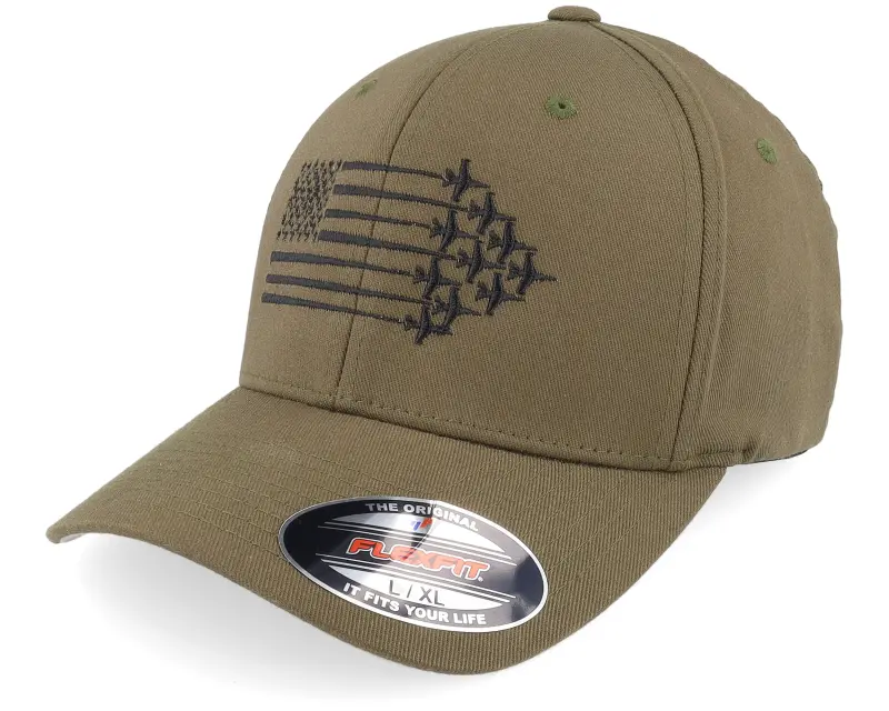 Iconic American Flag Jet Fighter Aircraft Olive Flexfit online