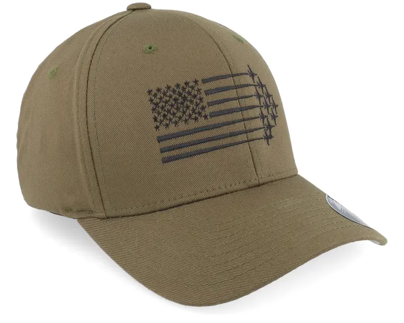 Iconic American Flag Jet Fighter Aircraft Olive Flexfit online