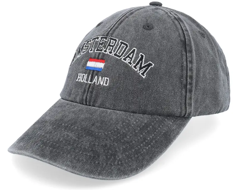 Iconic Amsterdam Holland Washed Black Dad Cap online