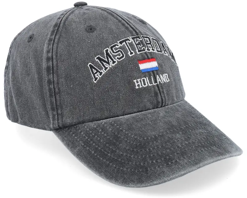 Iconic Amsterdam Holland Washed Black Dad Cap online