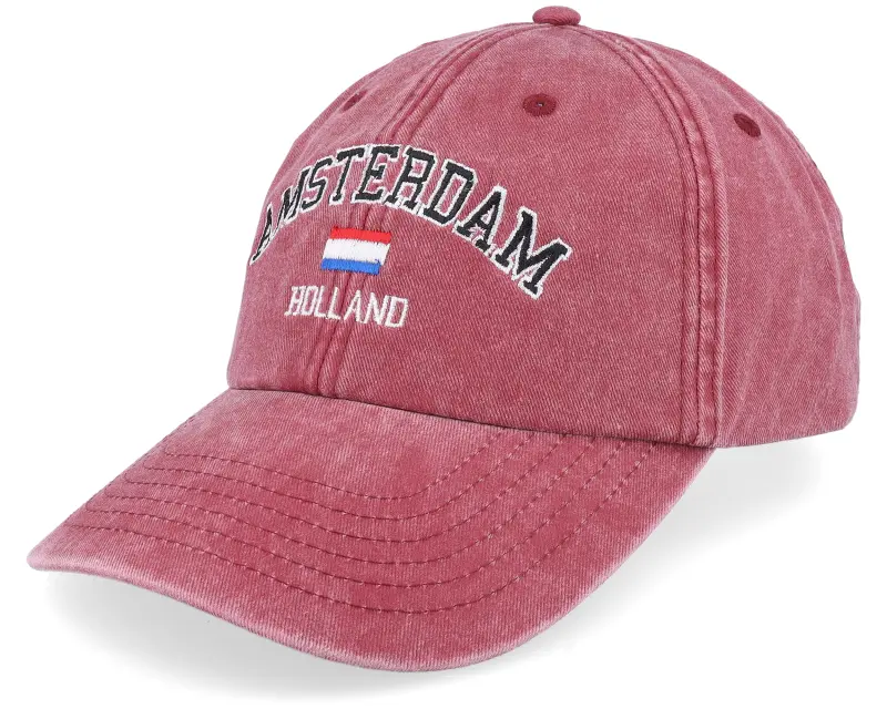 Iconic Amsterdam Holland Washed Red Dad Cap online