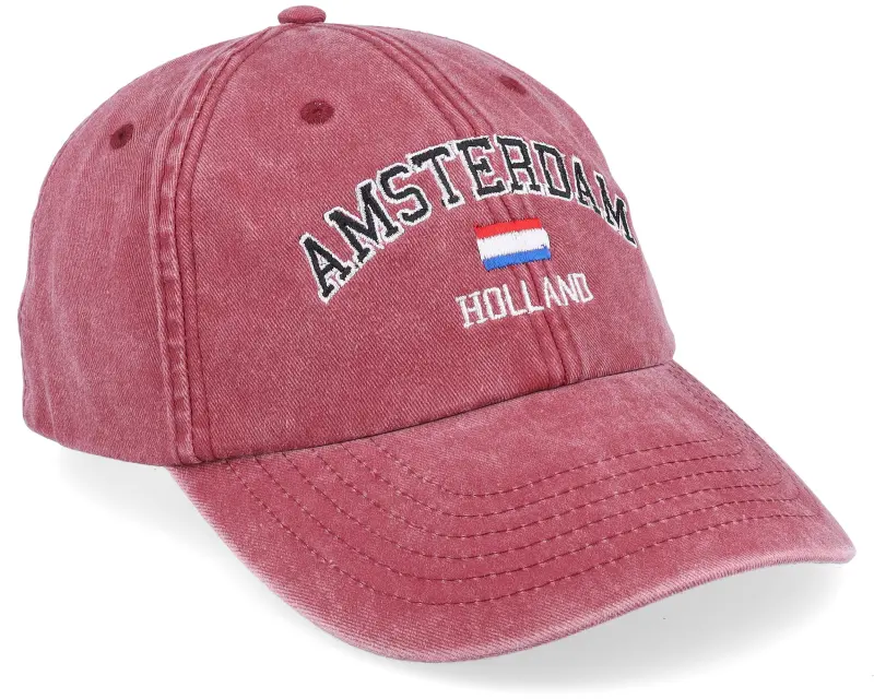 Iconic Amsterdam Holland Washed Red Dad Cap online