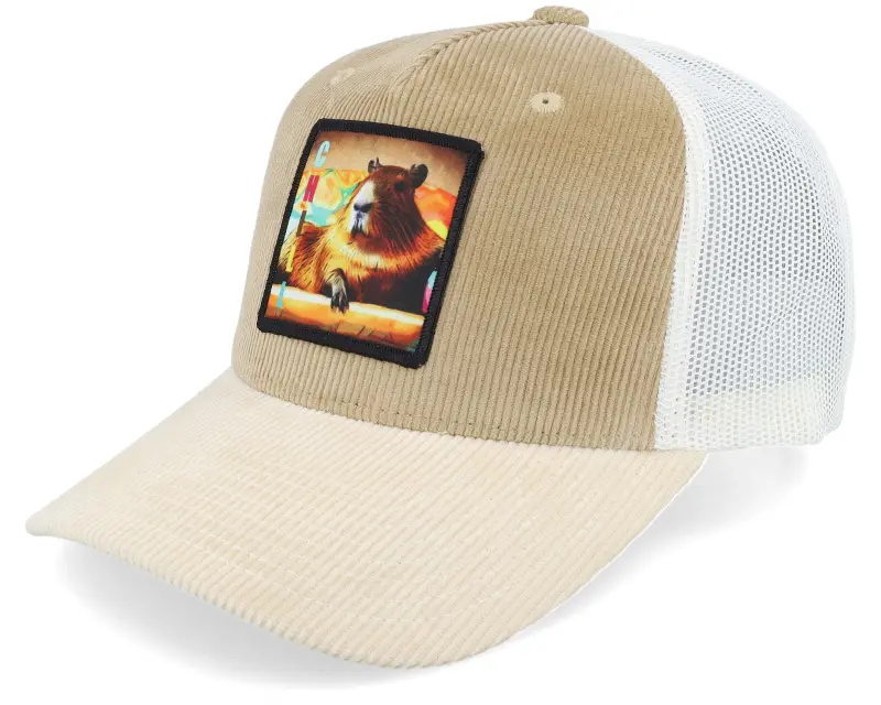 Iconic Capybara Chill Cord Caramel/Ivory A-frame Trucker online