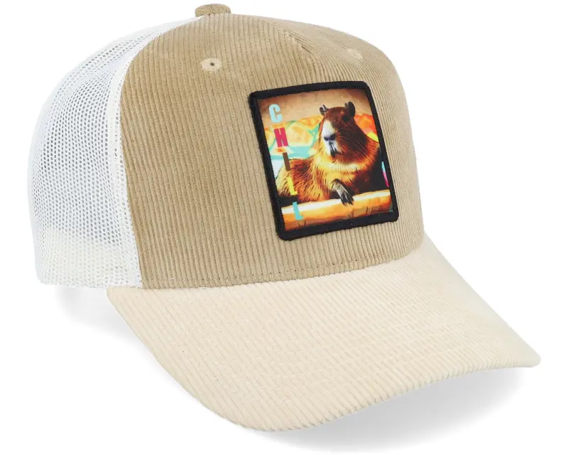Iconic Capybara Chill Cord Caramel/Ivory A-frame Trucker online