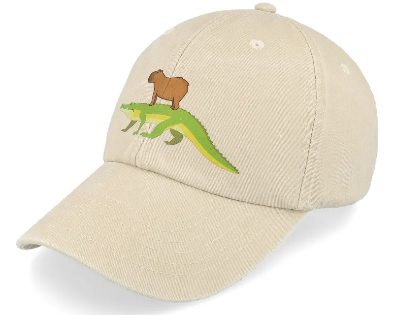 Iconic Capybara Crocodile Vintage Denim Sand Dad Cap online