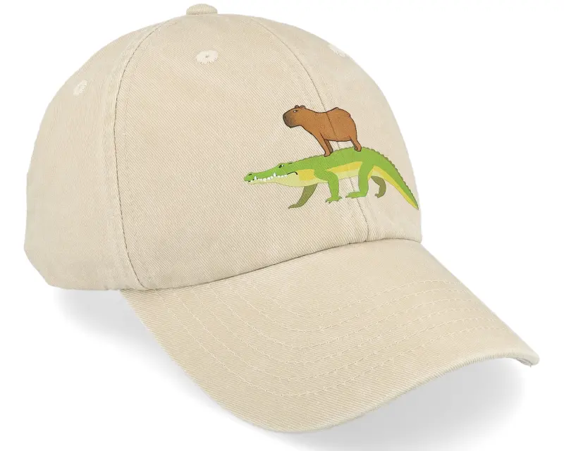 Iconic Capybara Crocodile Vintage Denim Sand Dad Cap online