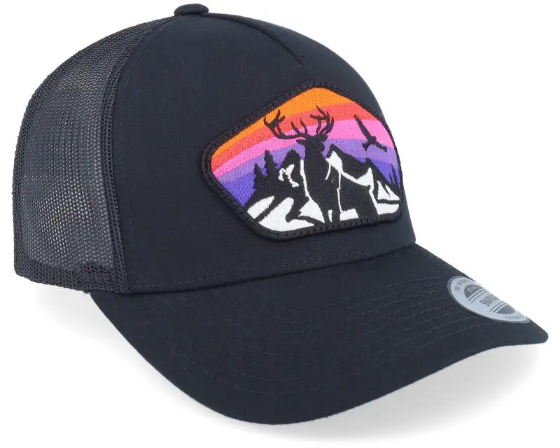 Iconic Colorful Deer Big Patch Black A-frame Trucker online