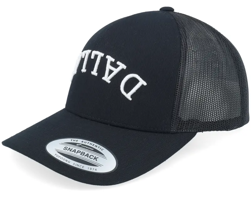 Iconic Dallas Upside Down 3d Logo Black A-frame Trucker online