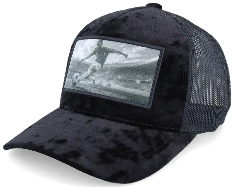 Iconic Football Soccer Player Patch Velvet Black Trucker online