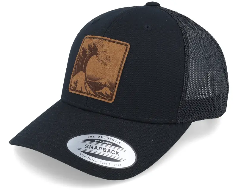Iconic Great Wave Japan Patch Retro Black Trucker online