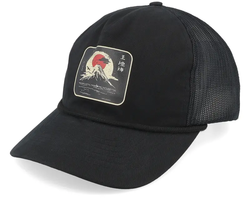 Iconic Japanese Mountain Print 939 Bachelor Black Trucker online
