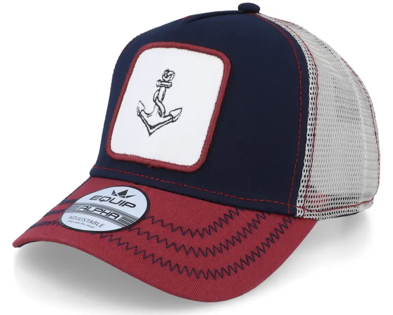 Iconic Nautical Anchor Patch Navy/Maroon White Trucker online