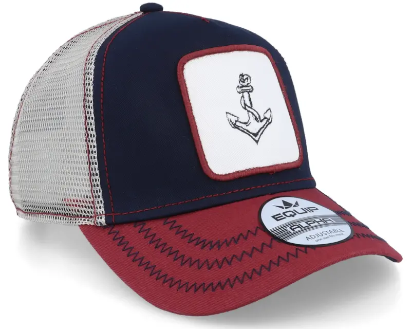 Iconic Nautical Anchor Patch Navy/Maroon White Trucker online