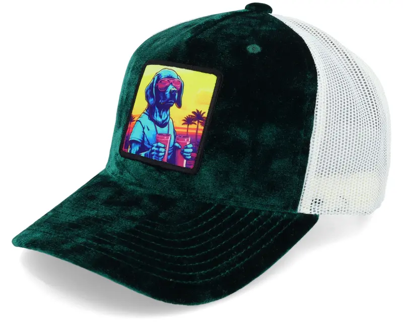 Iconic Party Dog Velvet Green/Ivory A-frame Trucker online