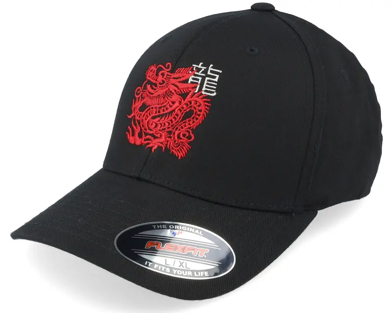Iconic Red Chinese Dragon Logo Black Flexfit online
