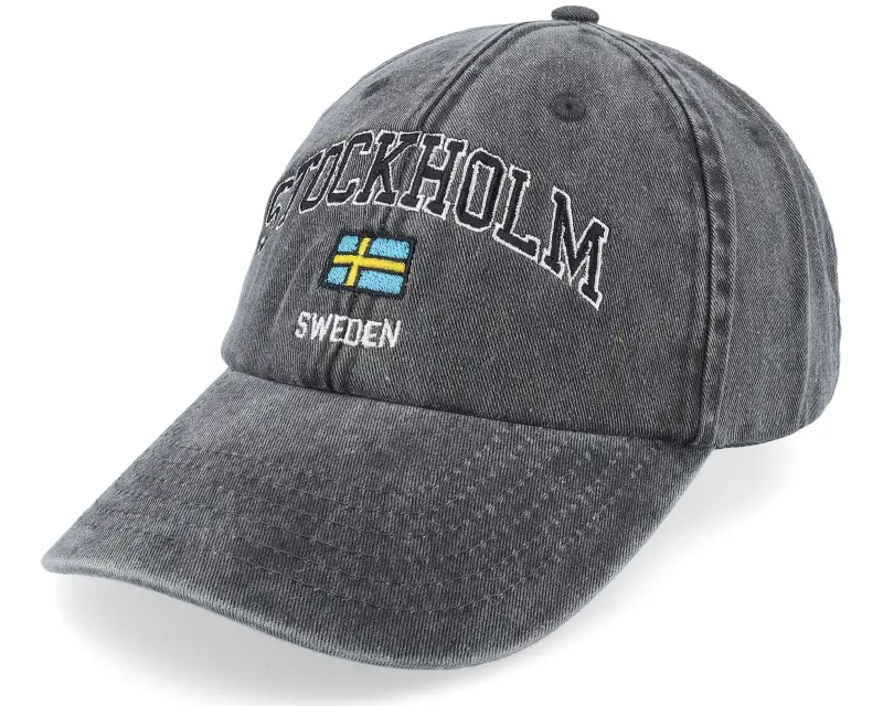 Iconic Stockholm Sweden Washed Black Dad Cap online
